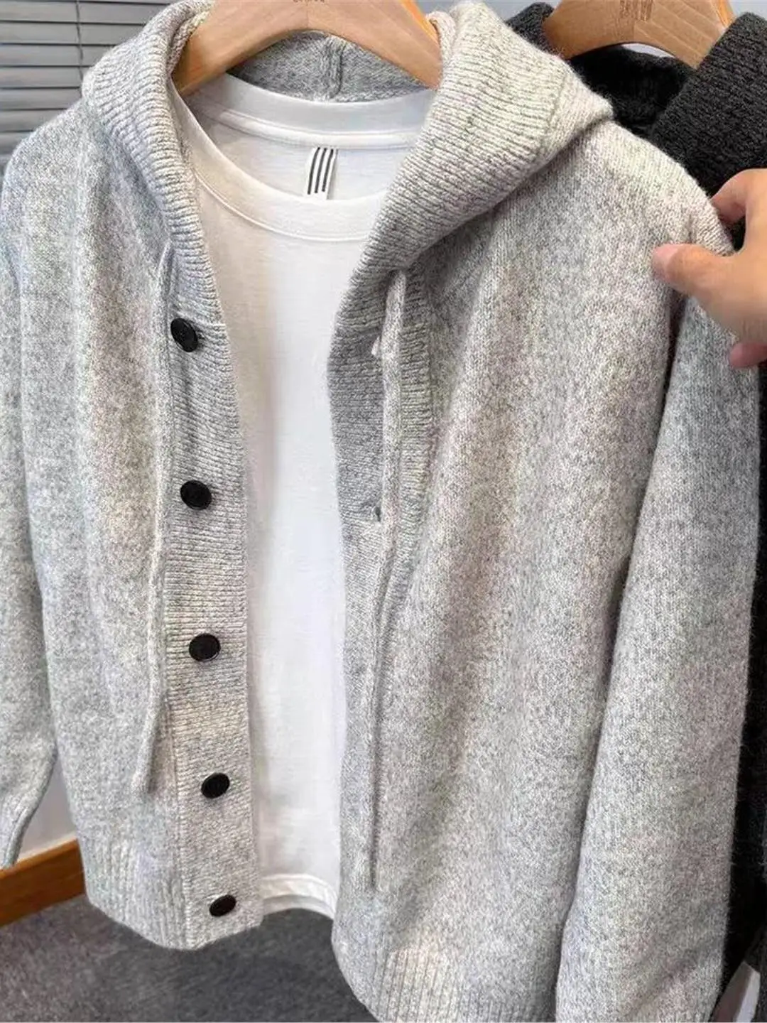 

Retro Korean Loose Fit Hoodie Knitwear ex Autumn Winter Casual Outerwear Versatile Comfortable Midweight Warmth