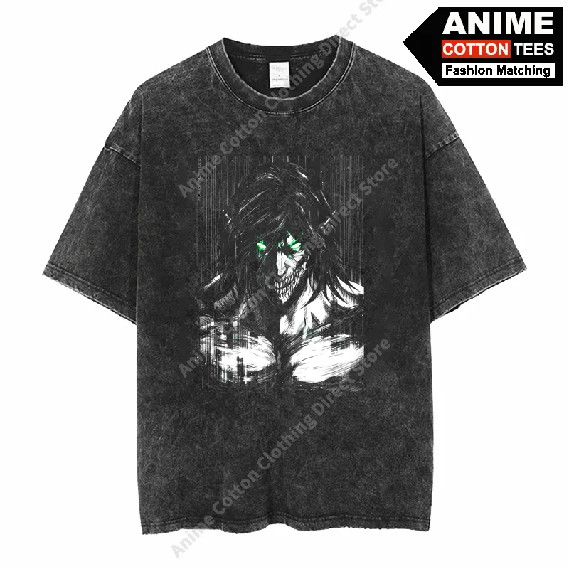 

Street styl Retro T-shirt Attack on Titan - Anime Print Clothes y2k Harajuku Men Women Casual Short Sleeve Cotton Loose Tees