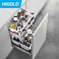 HIGOLD Seasoning Pull Out Basket Kitchen Kitchen Cabinet 304 Stainless Steel Double Pull Basket