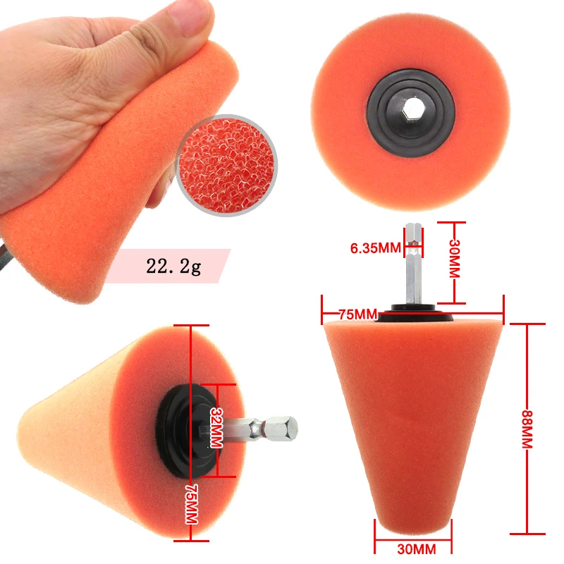 1-3 Stück Konische Schwamm-Polierkegel für Autoreifen, Felgenpflege, Metallpolitur, Reinigungsschaum-Pad, Radwerkzeug – Detail 5
