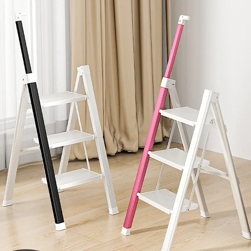 

Folding Aluminum Alloy Ladder with Armrest Home Climbing Stool Telescopic Multifunctional Step Chair for Easy Access