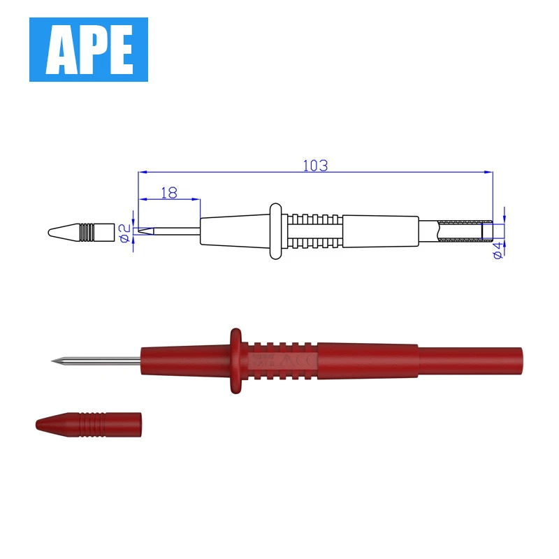 2pcs 2mm Multimeter Test Probe Tips,can be connected to 4mm banana plug,Electrical Connector