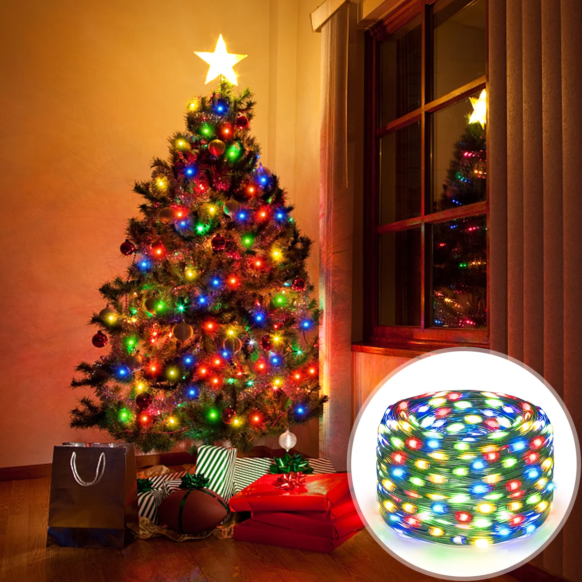 100M 50M Outdoor Solar Festoon Lights Leather LED String Fairy Light Waterproof Garland High-Power Solar Lamp For Garden Decor