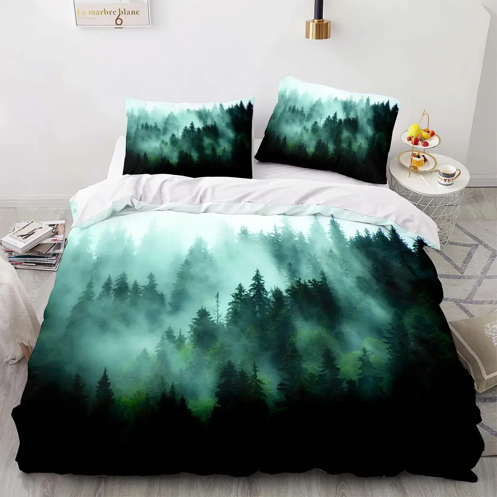 

Комплект постельного белья Mountain Aurora, романтическое постельное белье с пейзажем галактики, одинарное двойное постельное белье Queen Twin, полноразмерное пододеяльник, женское постельное белье