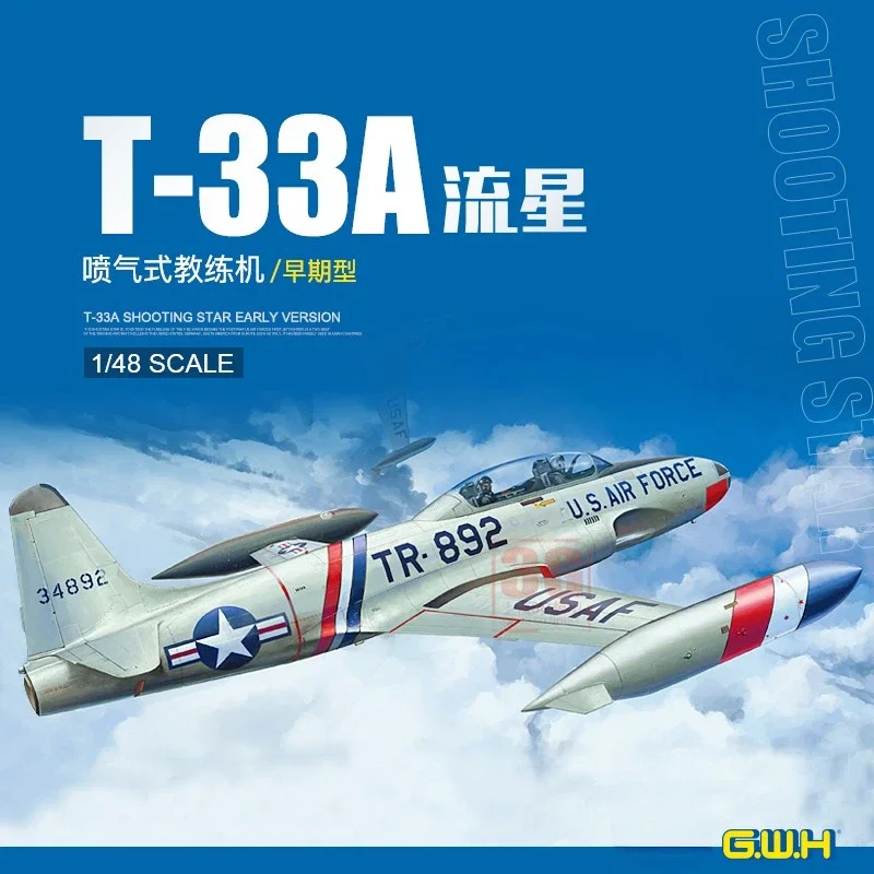 Great Wall hobby L4819-kit de avión ensamblado de plástico, modelo de avión de entrenamiento jet de dos asientos, meteorito de T-33A, escala 1/48