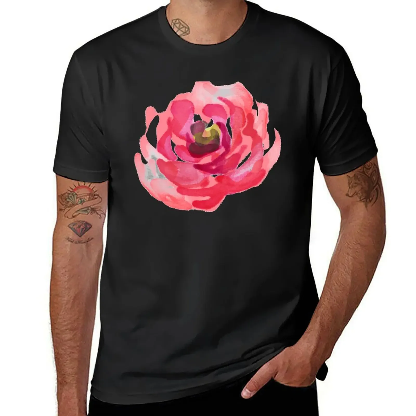 Watercolor Pink Peony T-Shirt vintage custom shirt graphics custom t shirt workout shirts for men