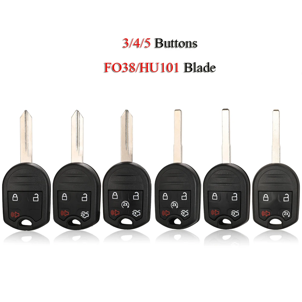 jingyuqin Remote Car Key Shell For Ford Edge Escape Explorer Expedition Flex Fusion MustangTaurus 3/4/5 Buttons With F038/HU101