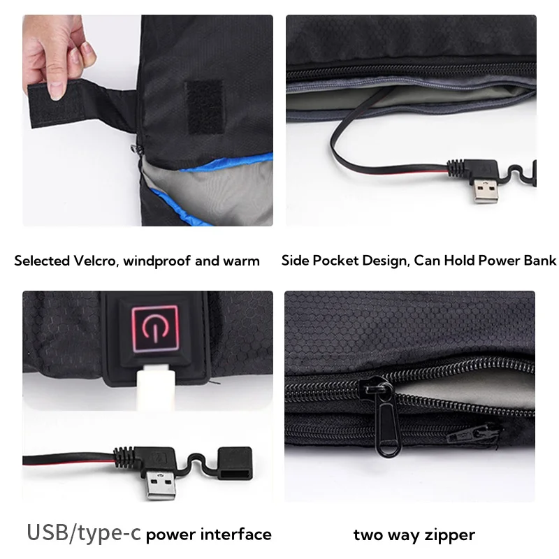 Heated Sleeping Bag pad,6 Heating Zones,USB Power Supported, for All Season Camping Hiking Backpacking 2 Person Sleeping Bags