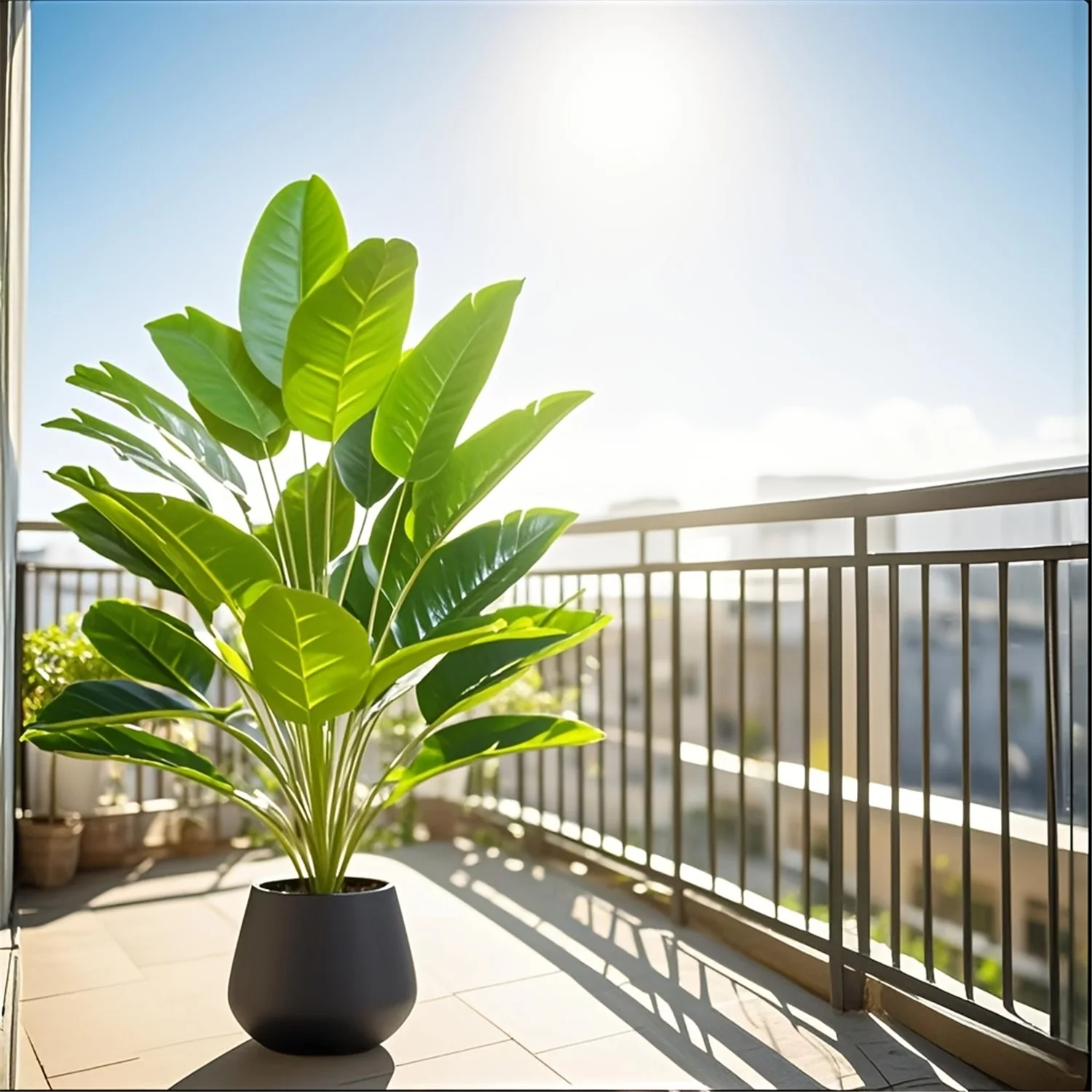 Planta de palma artificial realista extra grande de 24 hojas - Decoración de piso tropical de alta gama para uso interior/exterior Boda de plástico