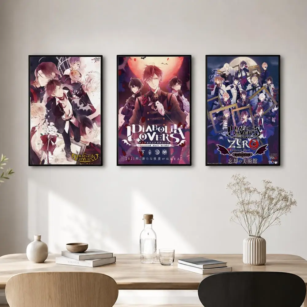 Anime Diabolik Lovers Poster Self-adhesive Art Waterproof Paper Sticker Coffee House Bar Room Wall Decor
