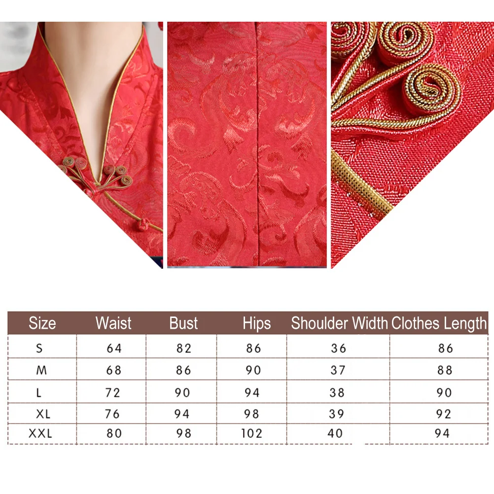 

Short Sleeve Chinese Wedding Gown Cheongsam For Bridal Banquet Formal Occasion