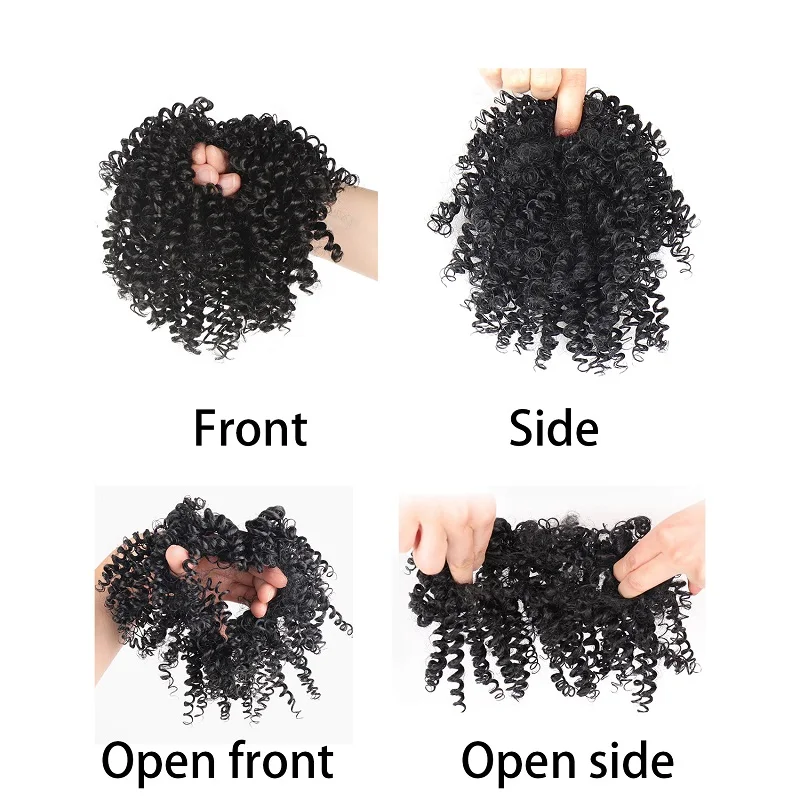 Syntetyczne 4-calowe Afro perwersyjne kręcone włosy kok Chignon do przedłużania włosów elastyczna gumka Updo Cover Puff kawałki włosów dla kobiet