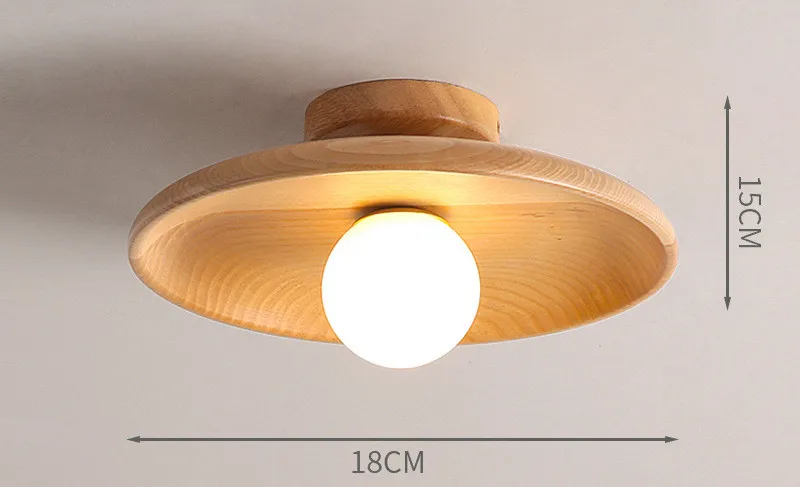 Moderne Houten Plafondlamp Log Kleur Walnoot Houten Plafondlampen voor Gangpad Gang Passway Trappen Oppervlak Plafondverlichting G9
