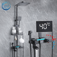 OXG Brass Thermostatic Shower Faucet Set Digital Display Bathroom Faucet Shower System Modern Bathroom Shower Rain Shower