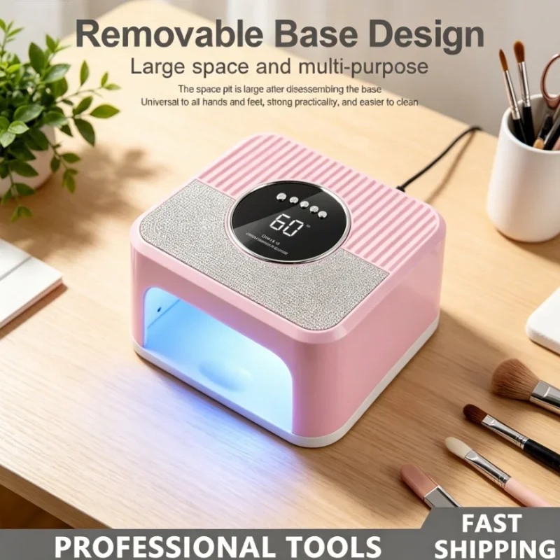 

High Power 45LED Hot Sale UV Nail Lamp for Gel Curing with LCD Smart Screen Nail Dryer Removable Base Pedicure Tool for Home Use