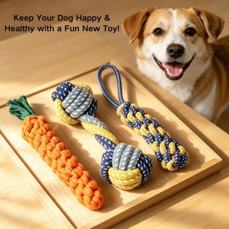 Plant-Dyed Cotton Rope Dog Chew Toy, Carrot Corn Stick ...