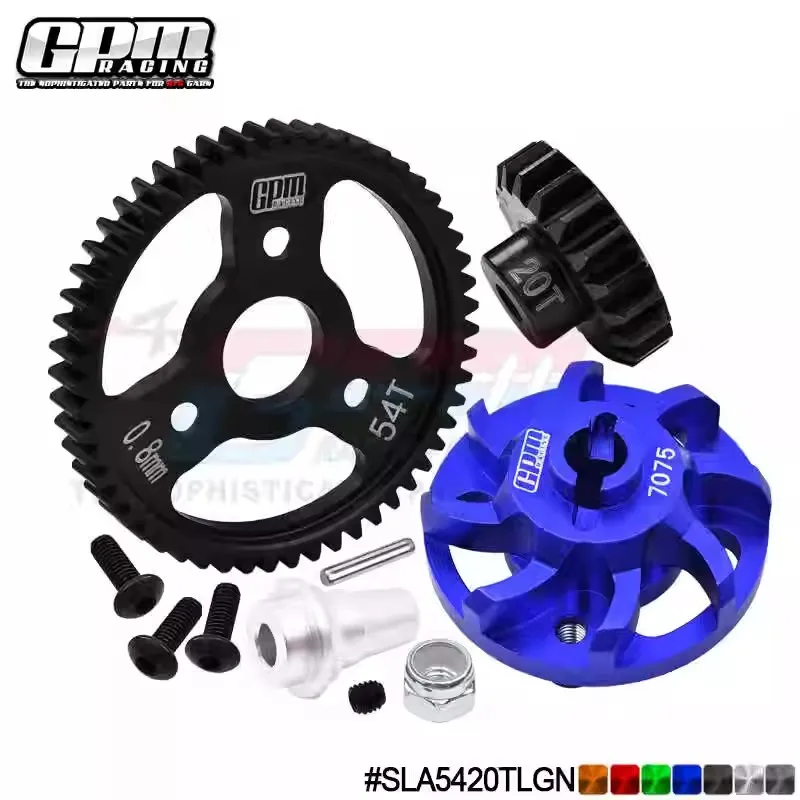 GPM upgrade TRAXXAS Slash LCG 7075 spur gear adapter+steel 32 pitch large tooth 54T+gear 20T