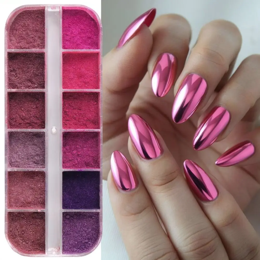 Shiny Nail Art Glitter Powder Pink Series Mirror Chrome Dust For Full Beauty Professional Manicure Decoration Tools