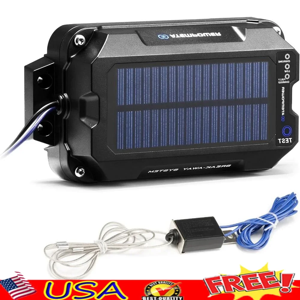 

ATEM POWER Trailer Brake Controller Kit Solar Breakaway System 12V Lithium Battery Automatic Electric Brake Safety Solution