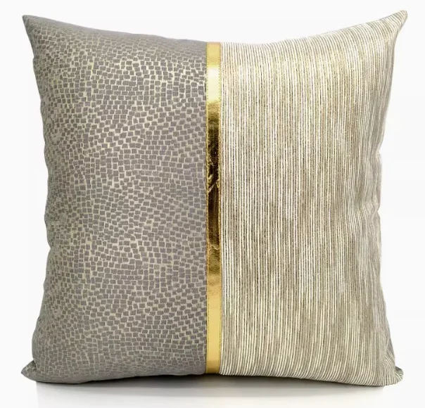 gold and gray jacquard cushion cover patchwork pillowcase decorative throw pillow cover