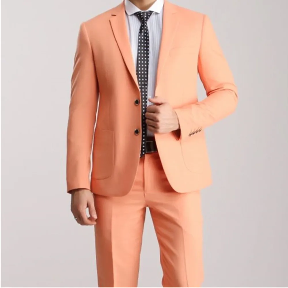 

Men's Orange Groom Suit, Groom Wedding Dress, Business Casual, High Quality, 2 Piece Set, 2024 Fashion