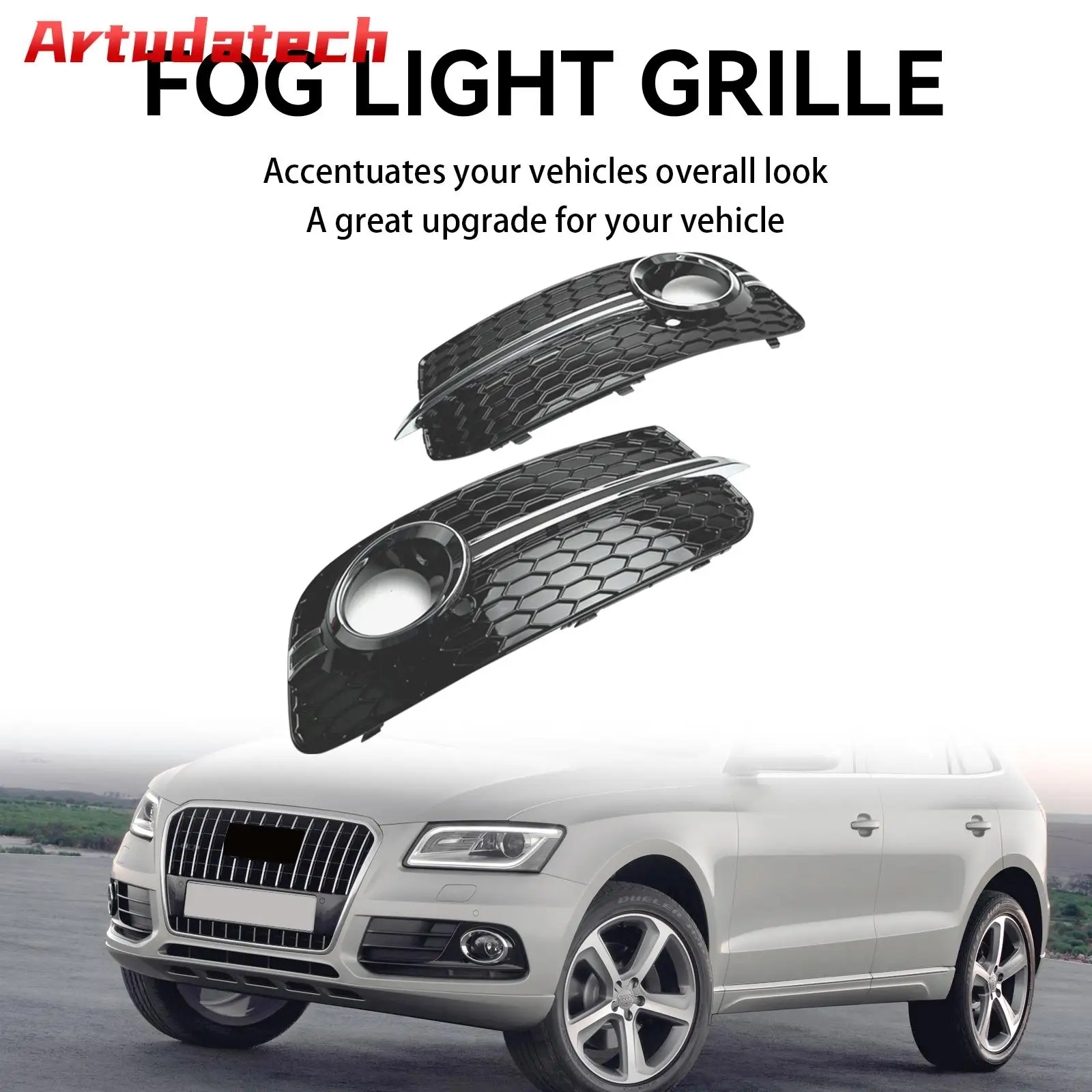 Artudatech Front Bumper Fog Light Grille Grill 8R0807681M Fit For Audi Q5 2013-2017 8R0807682M Car Accessories