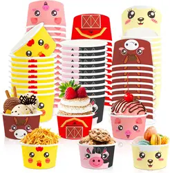 Farm Animals Snack Cups  Disposable 8 oz Treat Food Bowls for Farm Animals Party favor 12 Pcs