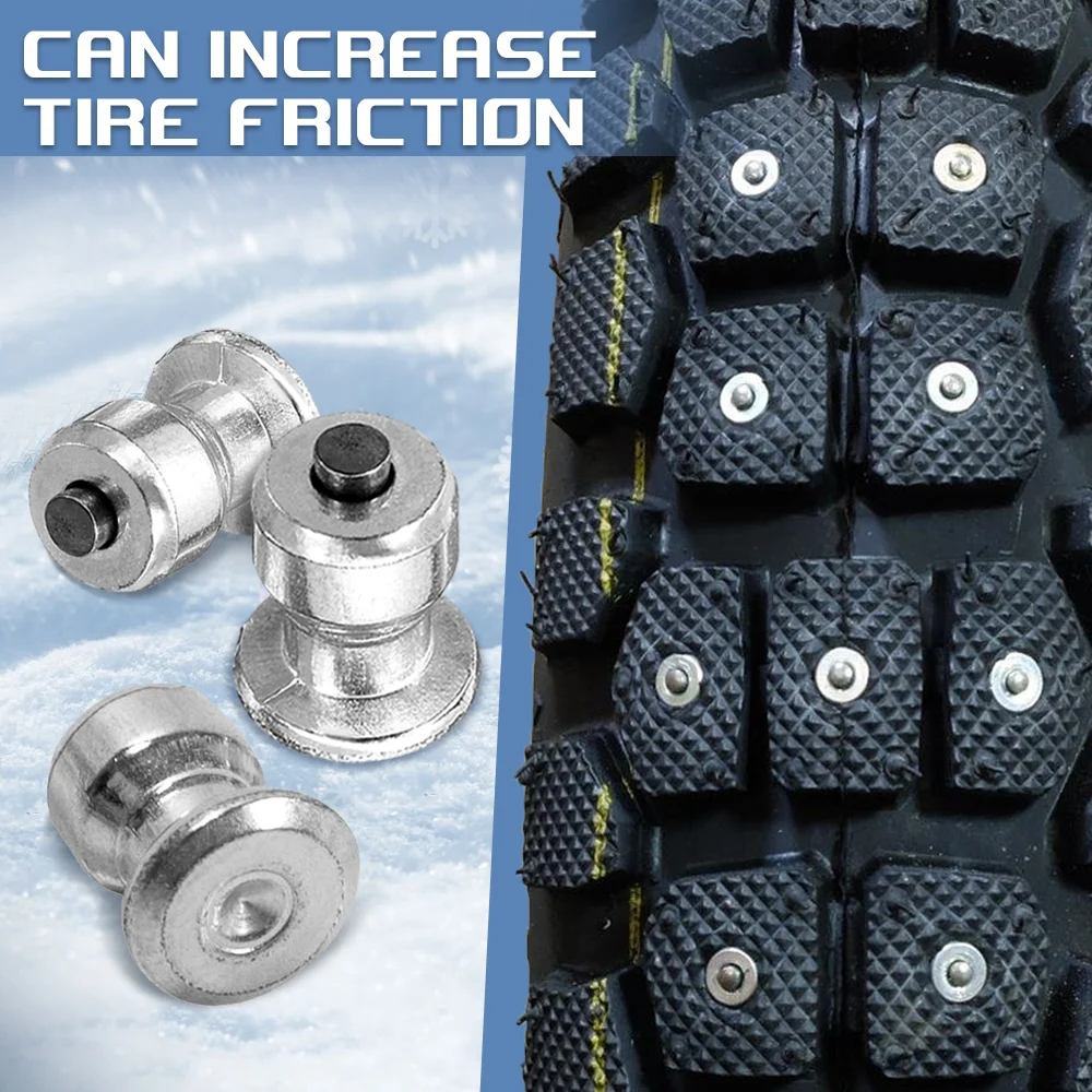 ﻿   สตั๊ดยางรถยนต์สำหรับฤดูหนาว 100 ชิ้น ขนาด 8x10 มม. สกรูติดยางกันลื่นสำหรับหิมะ ใช้ได้กับล้อรถ ATV รถจักรยานยนต์ และรองเท้า