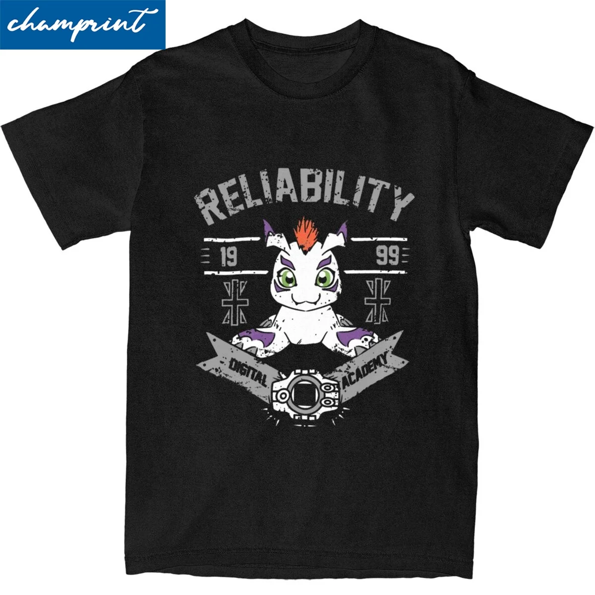 Reliability Academy T-Shirts for Men Women Digimon Nostalgic Anime Casual Pure Cotton Tee Shirt Round Collar Summer Clothes