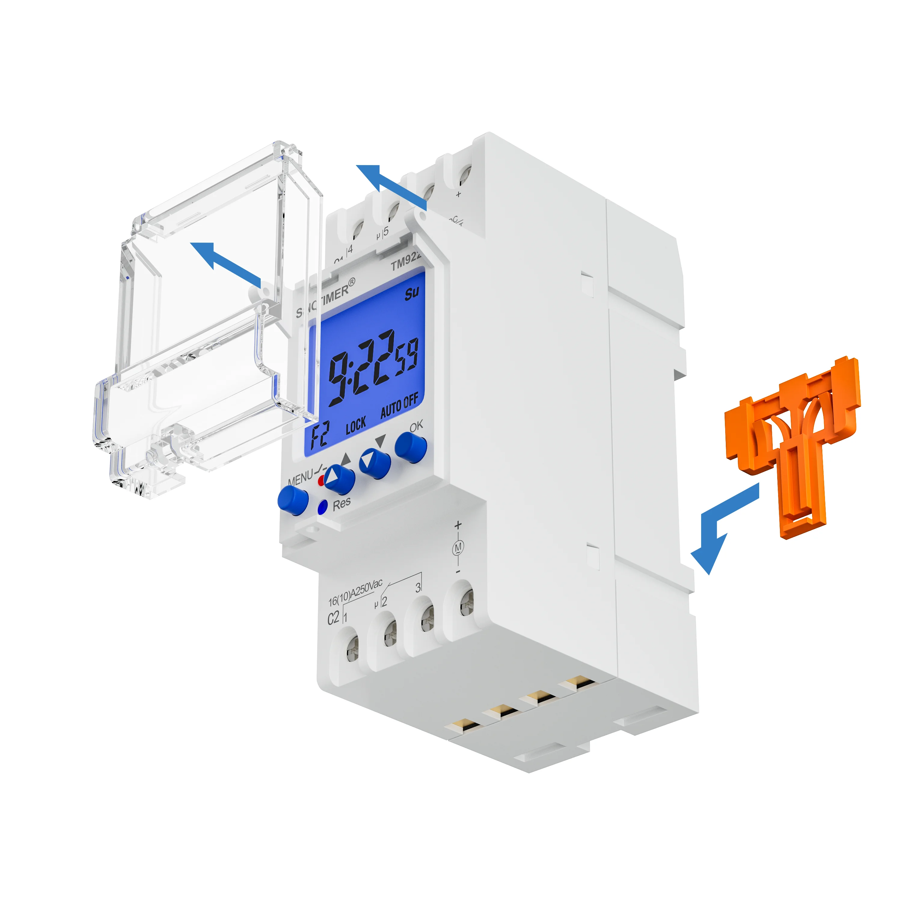 12VDC Input Power 2 Channels Big LCD Display Programmable 24hrs Time Clock with Two Relay Independent Outputs