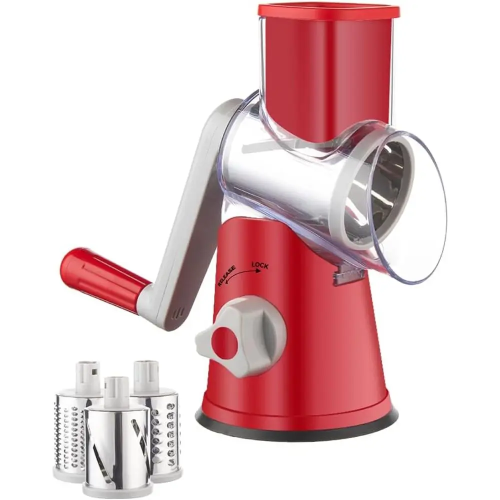 

Ручная роторная терка для сыра, измельчитель сыра с 3 барабанными лезвиями, мандолина, измельчитель продуктов для твердого сыра и овощей