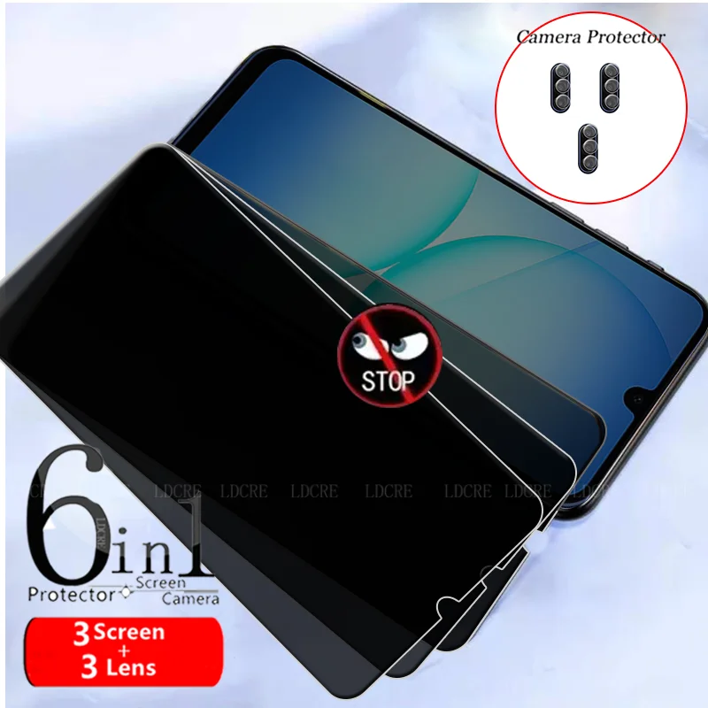 6-in-1 For Samsung A17 Glass Samsung Galaxy A17 Screen Protector Anti-Spy Privacy 9H Cover Glue Phone Tempered Glass Samsung A17