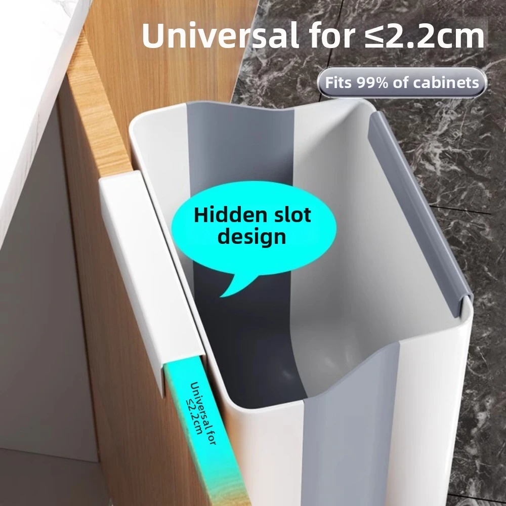 New Plastic Collapsible Trash Can 7L 11L Wall Mounted Trash Bag Container Odor Control Space Saving Slim Trash Can Home Use