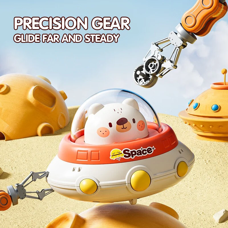 Cartoon Pressing Saucer Space Car Cute Animal Mini UFO Spacecraft for Baby's Toy Children's Gifts