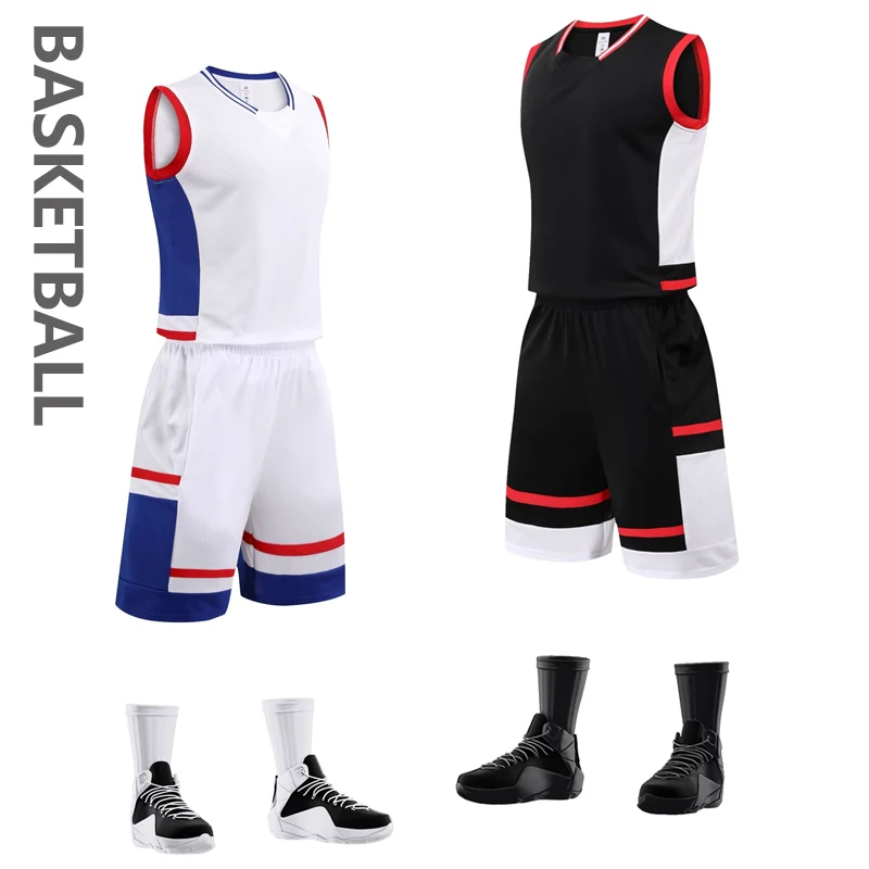 Adulto uniformes de basquete jérsei define men basketball shorts tiro sem mangas camisa kits roupas esportivas respirável juventude