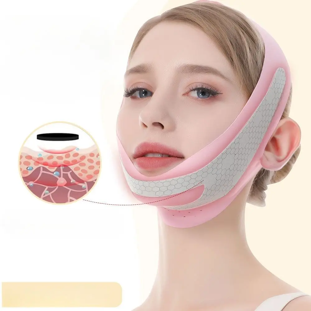 حزام رفع الوجه من الجرافين عالي المرونة، مريح وقابل للتعديل على شكل حرف V، قابل للتنفس ومضاد للتجاعيد