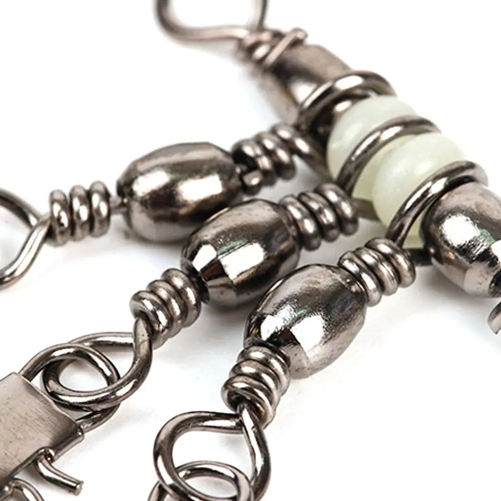 10 قطعة 3-Way الصيد المفاجئة موصل مع دبوس الصلبة حلقة تحمل برميل وصلة دوّارة لصيد الأسماك دائم الفولاذ المقاوم للصدأ الثقيلة الكرة