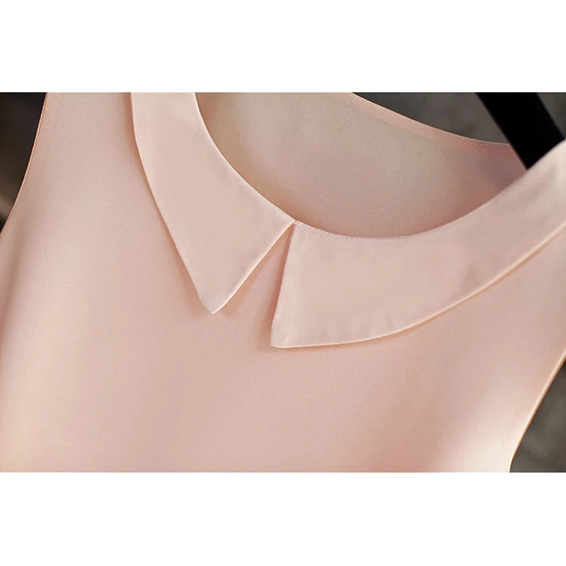 Fashion Brand Spring Summer Women Chiffon Blouses Shirt Women Tops Sexy Blouses Beach Holiday Sleeveless Round Neck Shirt Blouse