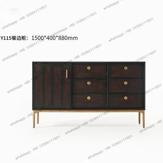 

Nordic medieval retro solid wood side cabinet porch locker