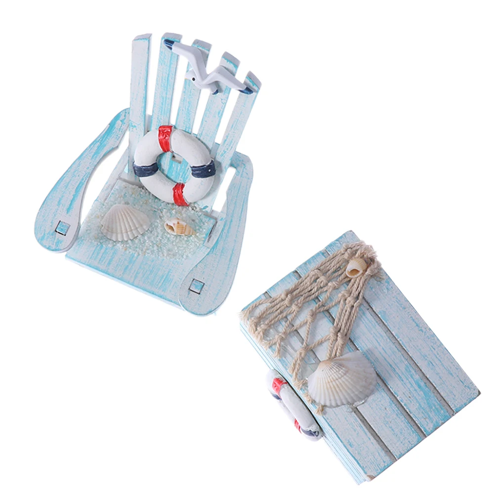 

2 PCS/Set Beach Decor Lifebuoy Chair Ornament Decoration Themed Room Office Mini