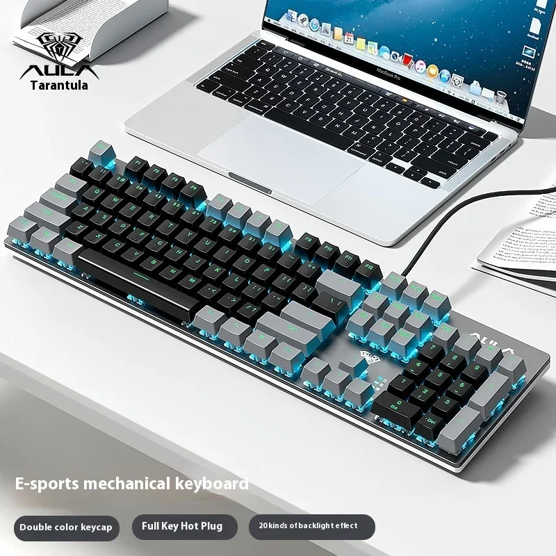 Imagem -02 - Aula Wolf Spider Frosted Panel Teclado Mecânico Dual Color Wired Hot Swappable Esports Game Universal Adequado para Desktop Laptop