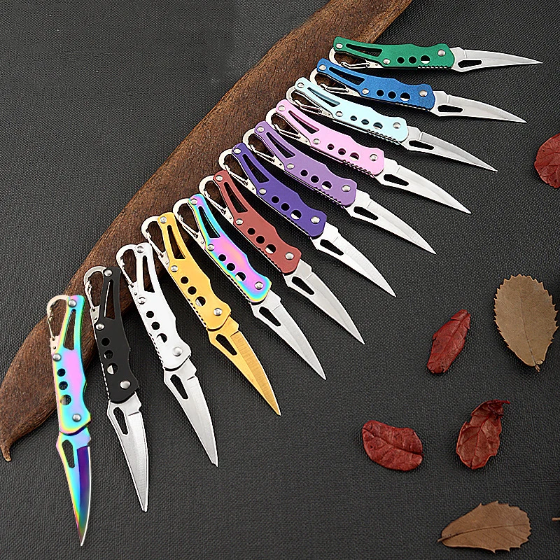 Outdoor Folding Knife Keychain Portable Paring Mini Knife Tactical Survival Knife Hunting Camping Fishing Fruit Cutting EDC Tool