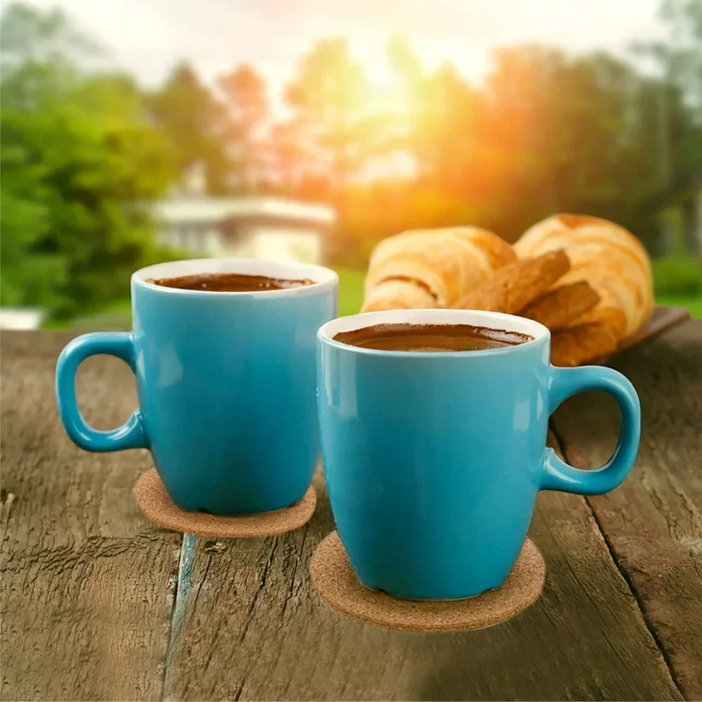 2/4/6 قطعة قواعد أكواب من الفلين المستديرة، قواعد أكواب خشبية سميكة للمشروبات، قواعد أكواب بار مقاومة للحرارة للمطبخ والمطعم والمنزل والمقهى #4