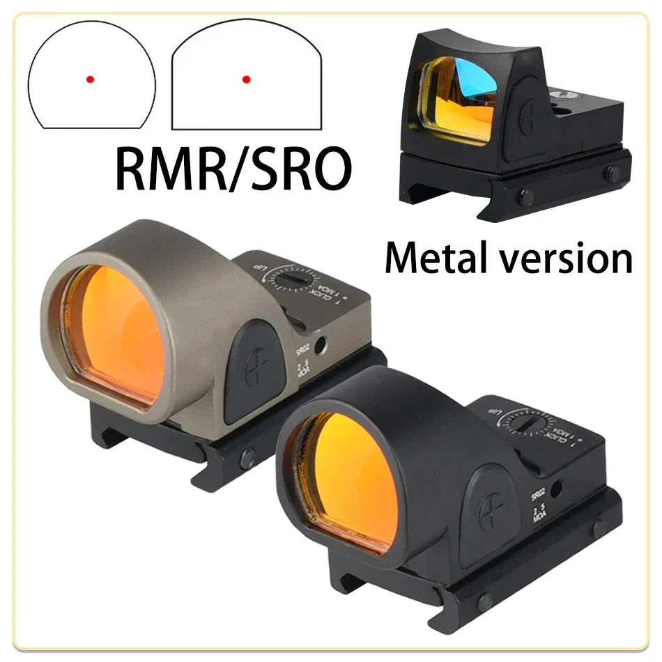 

Mini RMR Red Dot Sight Metal SRO Reflex Sights Airsoft Sight Tactical Pistol Scope Fit Hunting Accessory AR15 G19 M4 Glock