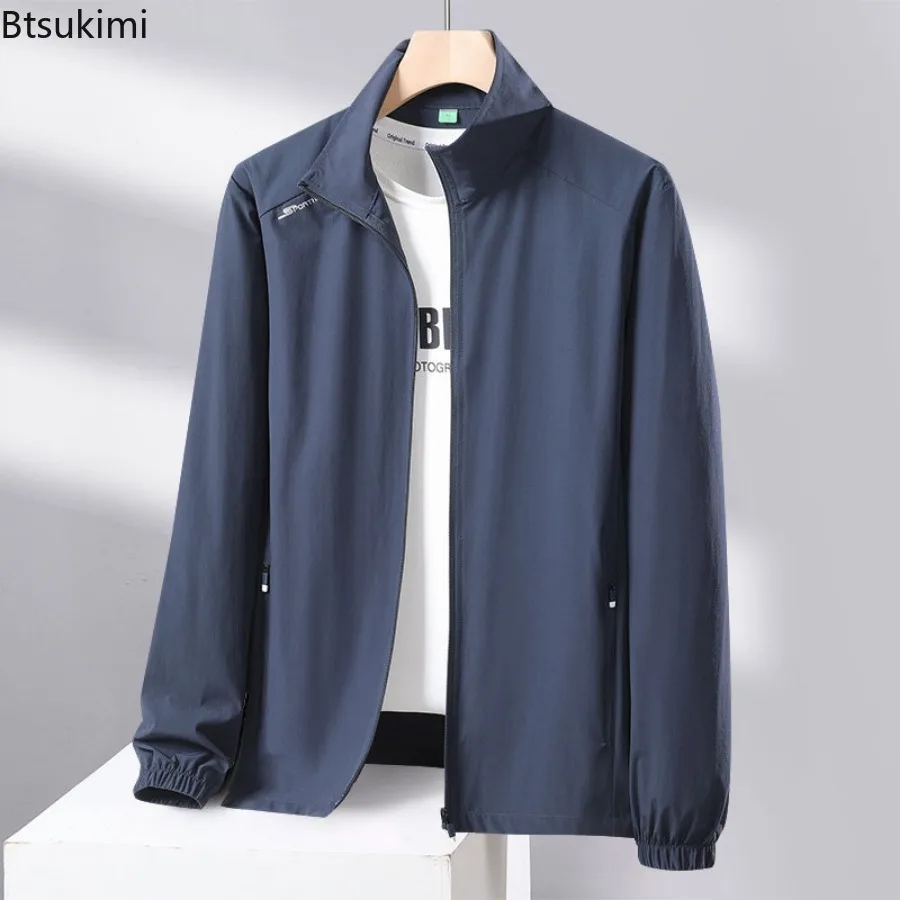 Summer New Men's Sun Protection Clothes Ice Silk Breathable Stand Collar Thin Jackets Male Outdoor Casual Sports Sunscreen Coats
