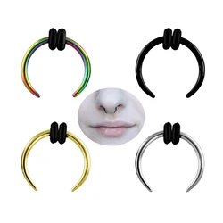 1pc OX Horn Vintage Nose Septum Ring Surgical Steel Hoop Earring Clicker Horseshoe Taper Ear Nose Piercing Body Jewelry 16G/14G