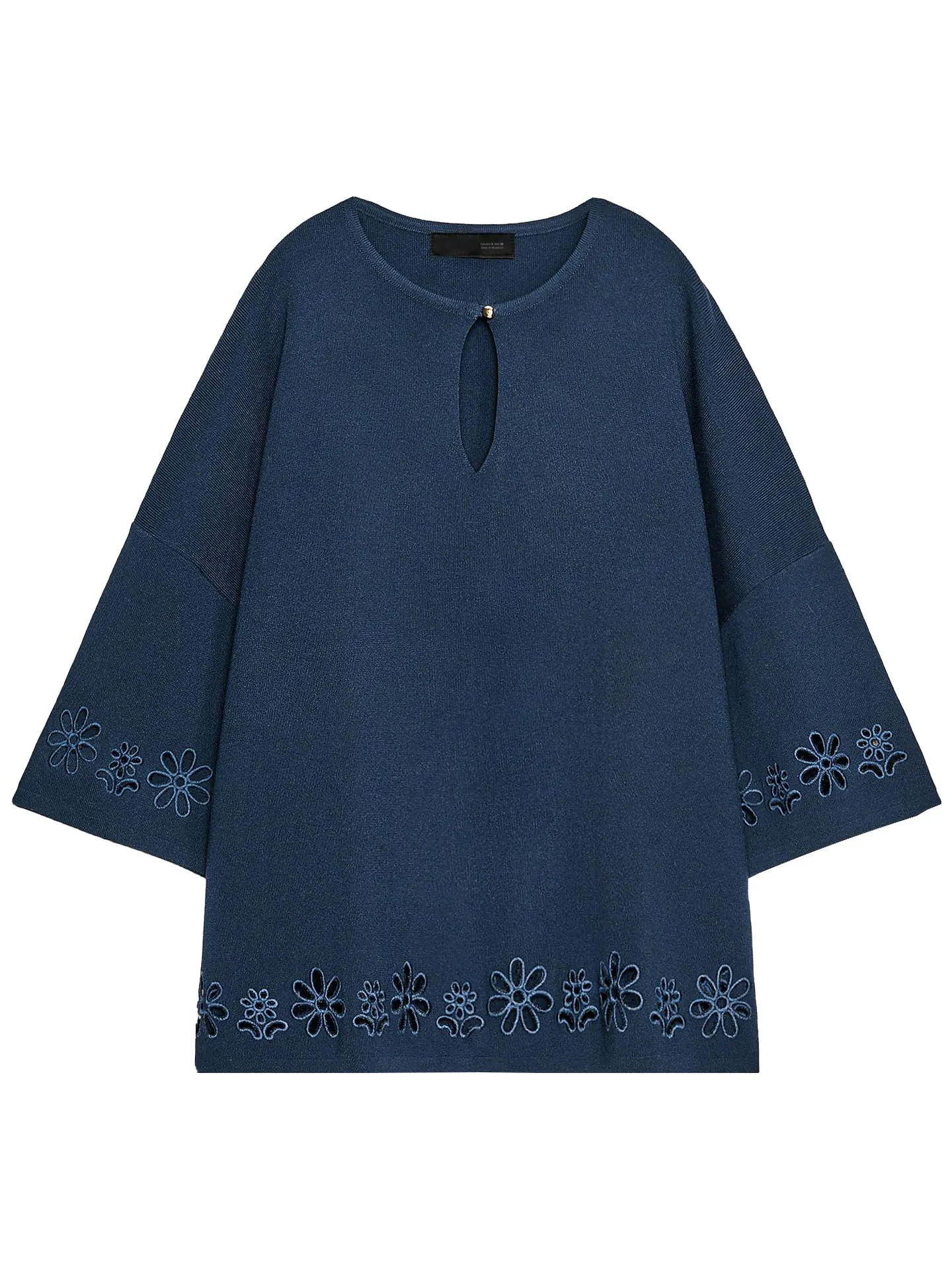 Winter 2025, los gebreid, geborduurd, uitgehold Sve V-Ne Top Dames Casual Design Sensation Tee-Quarter Sve irt