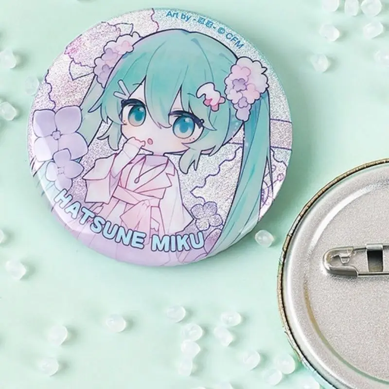 Q Version Hatsune Miku Peripheral Character Barji Round Large Badge Cute Student Back Packaging Decoration Metal Pin