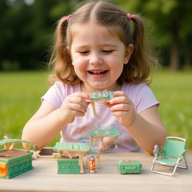 Mini juego de simulación para Picnic y acampada, casa de muñecas, decoración de escena al aire libre, mesas plegables, taburete, estufas de Cassette, juguete para juego de imitación para chico