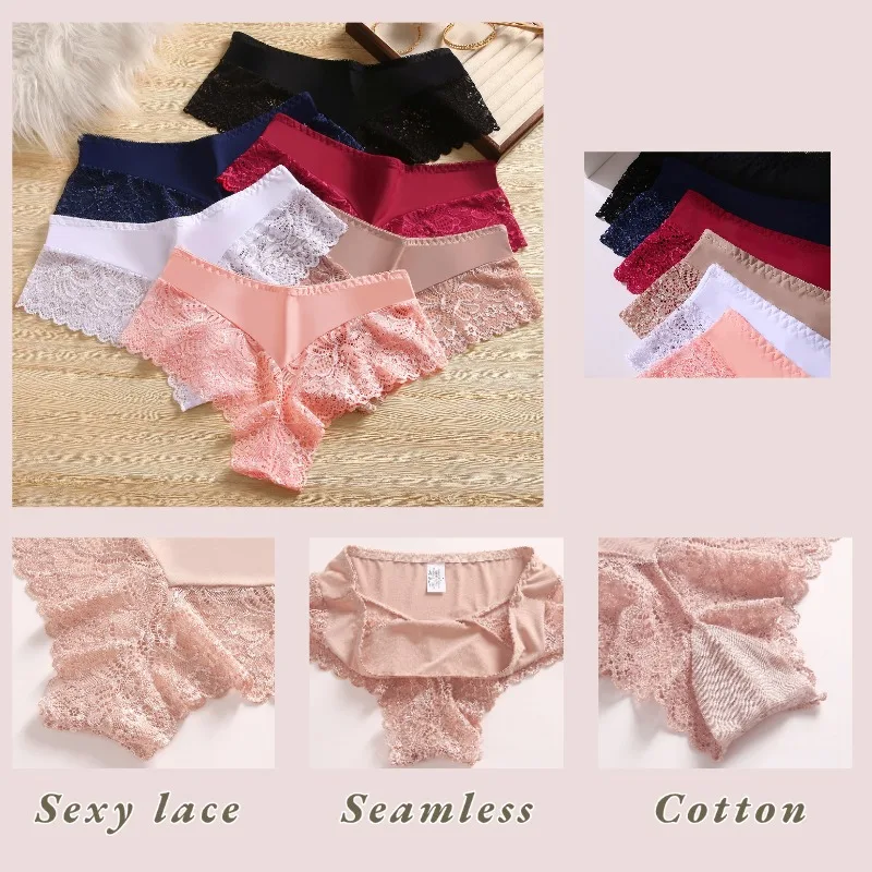 3 Pieces Women\'s Boxers Sexy Lace Seamless Female Underwear Perpective Panties for Women Boyshorts Fashion Boxer Briefs Lingerie